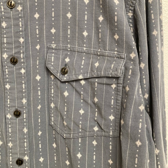 Pendleton Corduroy Gray Diamond Pattern Button Up Shirt Men’s Large Western Fall - Picture 3 of 6